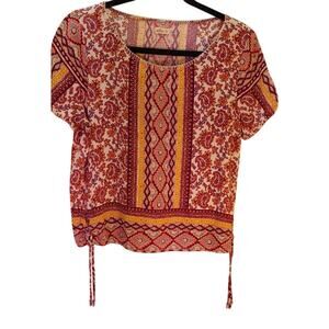 Hollister Women's Top Blouse Size Small S Floral Paisley Boho Short Sleeve